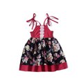 thumbnail image 1 of HAWEE Robe d'Été pour Fille en Coton à Col Licou Sans Manches Robe Décontractée Jupe Irrégulière à Motif Floral pour Filles 1-6 Ans, 1 of 7