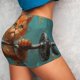 thumbnail image 4 of Balery Strong Kitten Lifting Weights Pantalones cortos de entrenamiento estampados para mujer, sin costuras, ajustados, para gimnasio, yoga, correr, deportes, ejercicio activo, fitness.-Small, 4 of 8