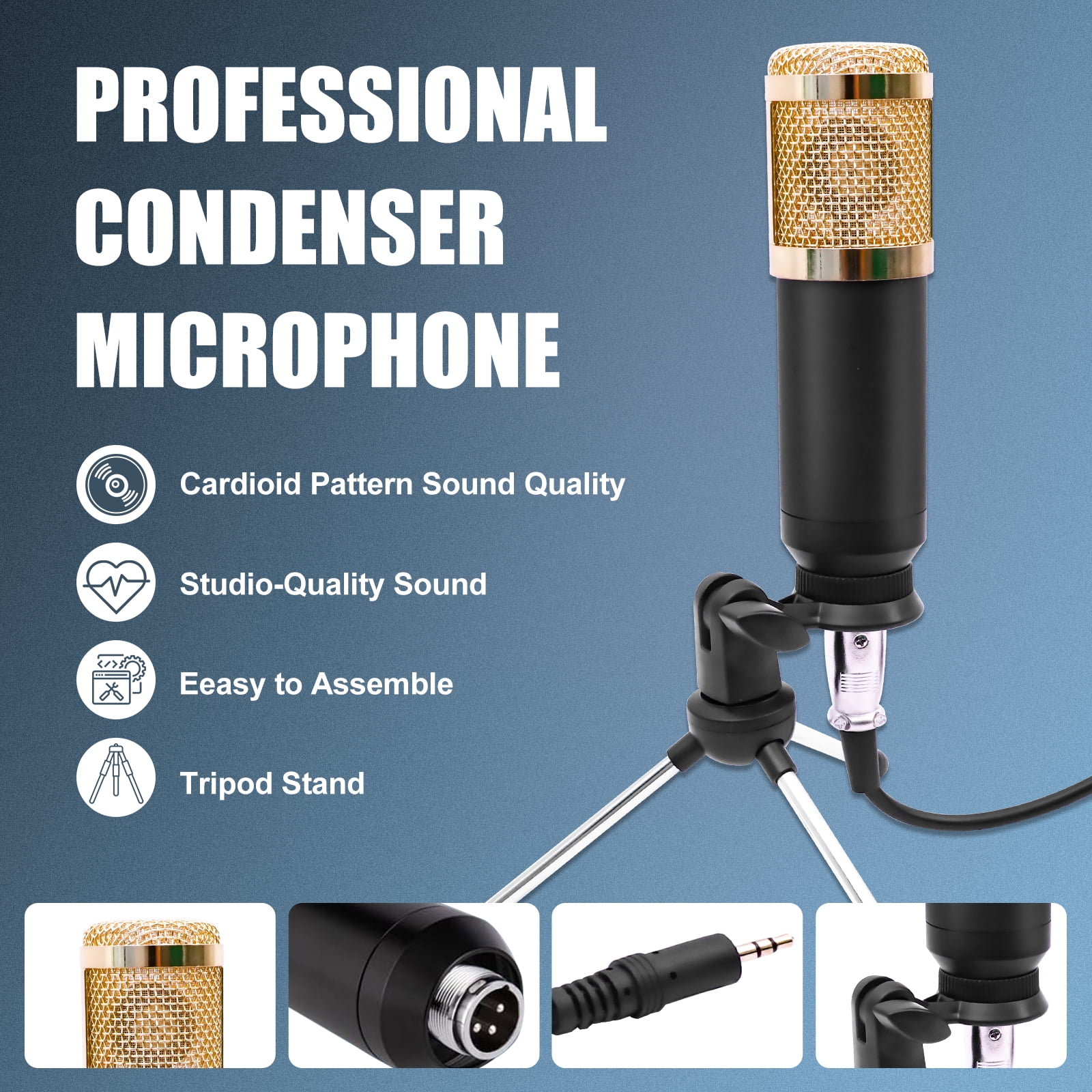 BM-800 Podcast Microphone Bundle with Tripod Stand, Podcast Equipment Bundle with M6 Live Sound Card, Studio equipment for Streaming Broadcast,Gaming,Recording,Singing,Tiktok,YouTube