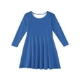 thumbnail image 5 of Abcomgle Girls Fall Dress Size Size 14-16 Casual A-Line Long Sleeve Tshirt Dress Solid Crew Neck Girls Skater Dress Swing Dresses for 4-14t Kids 9-10 Years,Blue, 5 of 5
