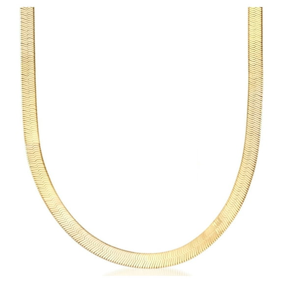 Ross-Simons Italian 6mm 18kt Gold Over Sterling Silver Herringbone Chain Necklace, Women's, Adult