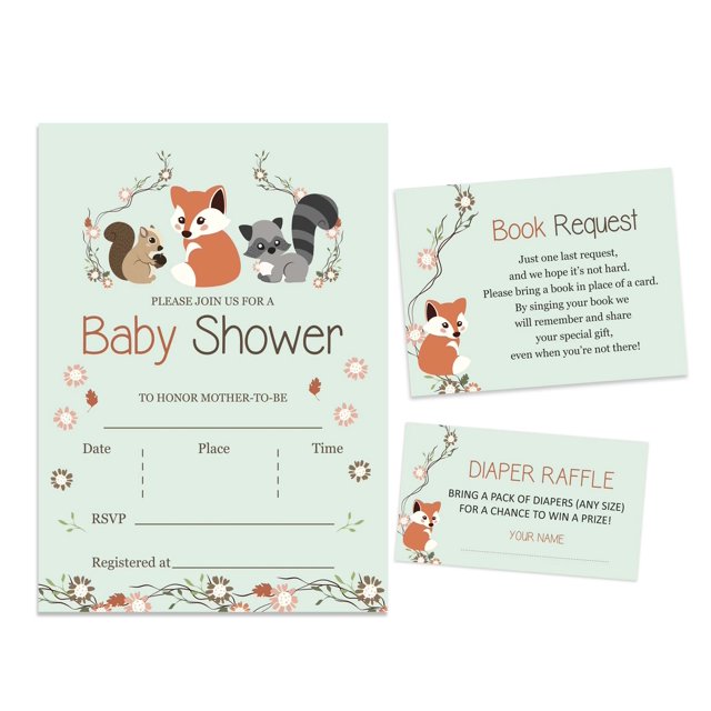 Inkdotpot Set Of 30Jungle Animals Baby Shower Invitations-Diaper Raffle Tickets And Baby Shower Book Request Cards Gender Neutral Invites Its A Boy Its A Girl