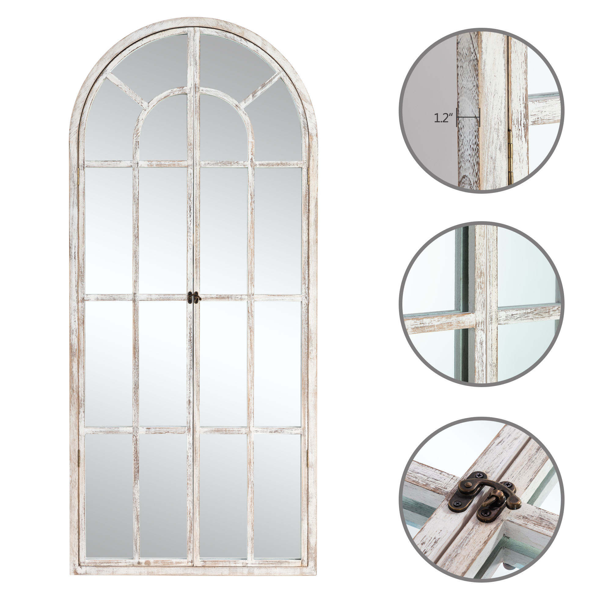MAYEERTY 71"x32" White Arched Wall Mirror Full Lengthr with Hanging Mirror for Bedroom or Living Room