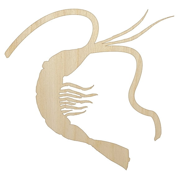 Shrimp Solid Wood Shape Unfinished Piece Cutout Craft DIY Projects - 4.70 Inch Size - 1/8 Inch Thick