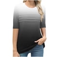 thumbnail image 7 of Sexlip Womens Short Sleeve Ombre Crew Neck T Shirt Breathable Fabric Lightweight Design Casual Silhouette for Vacation Looks Black M, 7 of 7