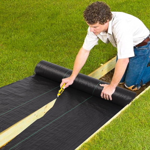 Heavy Duty Polyethylene Weed Barrier Fabric - Foldable Landscape Ground Cover - Prevents Weeds & Retains Moisture