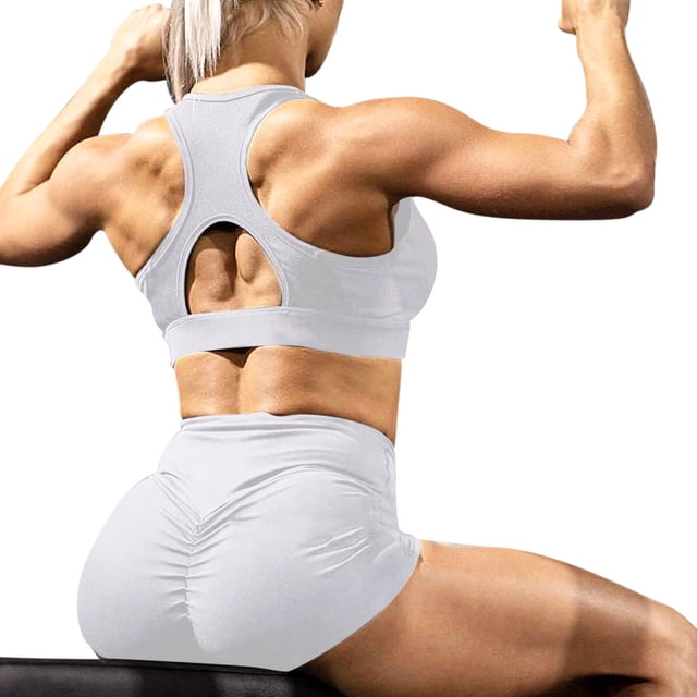 Gibobby Leggings cortos deportivos mujer para yoga Pantalones cortos de cintura alta para mujer(Blanco,XG)