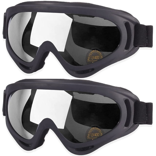 Kids Motorcycle Goggles, 2-Pack Dirt Bike Goggles for Child, ATV Off-Road Racing Goggles for Boys Girls(Transparent)