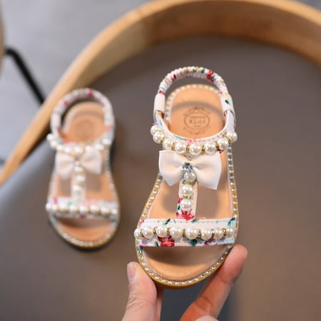 

〖Roliyen〗Girls Sandals Crystal Baby Boeknot Infant Pearl Princess Summer Kids Sandals Girls Shoes Baby Shoes