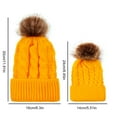 thumbnail image 4 of Yunliwuli Twisted Knit Parent-Child Hat Set 2 PCS Mama and Me Matching Winter Cap Warm Puff Ball Beanie, 4 of 5