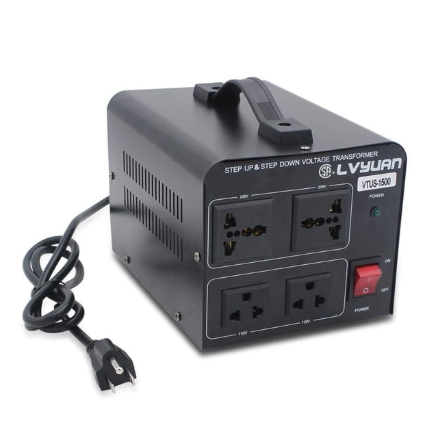 Transformador de Voltaje Cantonape 1500 Vatios Dual de Alta Conversión con Tomas Universales y de EE