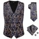 thumbnail image 1 of Chaleco de lujo de Jacquard de seda de Cachemira de oro púrpura para hombre, conjunto de corbata, chaleco azul marino Borgoña, corbata, gemelos y pañuelo para hombre, 1 of 5