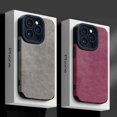 thumbnail image 2 of Funda de teléfono mate de cuero de lujo para iPhone, 15, 14 Plus, 15, 13, 12, 11 Pro Max, parachoques suave, cubierta de protección de lente a prueba de golpes, 2 of 5
