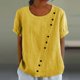 thumbnail image 1 of mfyjkho Tops Para Mujer, Blusa De Manga Corta Con Botones Y Cuello Redondo De Color Liso Para Mujer Tops Y Blusas Para Mujer Xxxl, 1 of 6