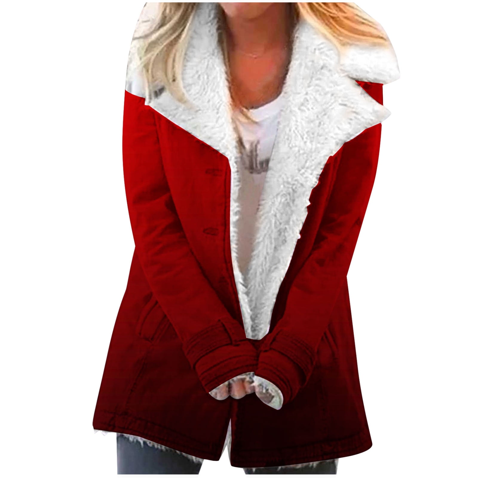 Virmaxy Women's Fashion Winter Coat Gradient Composite Plush Lined