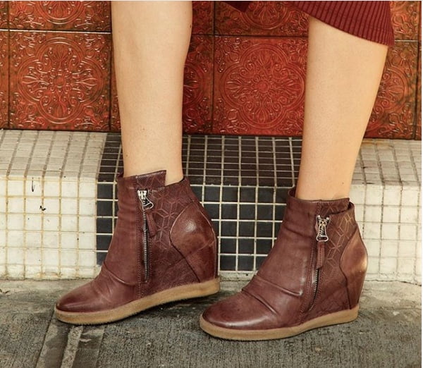 Plum wedge sneakers Clearance