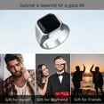 thumbnail image 7 of Black Onyx Rings for Men, Stainless Steel Square Agate Rings, Pinky Thumb Ring Band for Dad Father Jewelry Gift for Him, 7 of 7