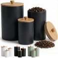 thumbnail image 2 of Ceramic Kitchen Canisters for Countertop Set of 3 with Airtight Bamboo Lids - White Kitchen Canisters with Airtight Lids - Flour Sugar Canister Set - Flour and Sugar Containers Farmhouse - Coffee Jar, 2 of 10