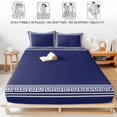 thumbnail image 5 of Full Size Fitted Sheet Set - Navy Blue Geometric 3 Piece Bedding Sets 16" Deep Pocket Fitted Sheet with 2 Pillowcases White Greek Key Design Abstract Modern Art Brushed Microfiber Luxury Bed Sheets, 5 of 9
