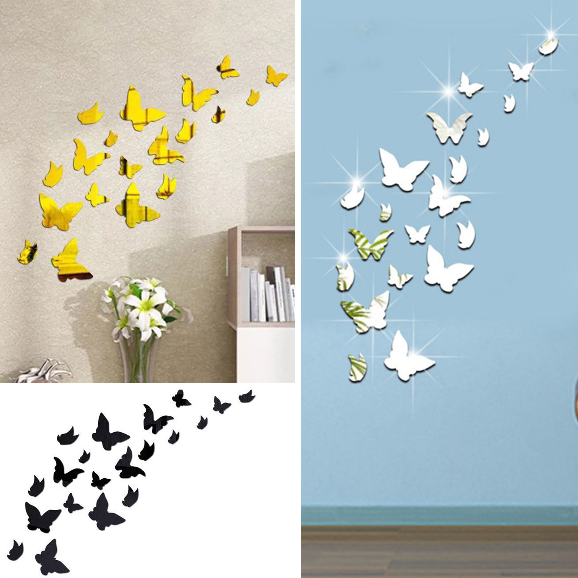 DIY Removable Home 3D Mirror Wall Stickers Decal Art Vinyl Room Decor Butterfly