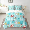 thumbnail image 2 of Homewish Magic Santa Claus Bedding Comforter Set 7pcs for Teens, Cute Winter Snowman Queen Bedding Sets, Cyan Christmas Cabin Reversible Queen Sheet Sets, Microfiber Bedroom Decor, 2 of 7