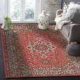 thumbnail image 4 of Boho Area Rug 3x4 Ft Red Vintage Floral Geometric Washable Area Rugs Oriental Medallion Stain Resistant Floor Carpet Non Shedding Non-Slip Indoor Mats for Living Room Bedroom, 4 of 7