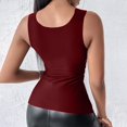 thumbnail image 6 of Siminsem Shelf Bra Tank Top for Women Wide Strap Cotton Camisole with Built in Bra Tummy Control Shaper Adjustable Straps Scoop Neck Everyday Layering Top, Wine,M, 6 of 9