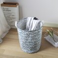 thumbnail image 3 of Lingouzi Foldable Stitched Canvas Thickened Double Layer Storage Bucket Storage Basket Laundry Basket Dirty Clothes Basket, 3 of 5