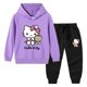 thumbnail image 4 of Hello Kitty, nueva ropa para niños, jersey para niñas, suéter con capucha, pantalones de dos piezas, traje deportivo de manga larga de algodón para bebés, 4 of 5