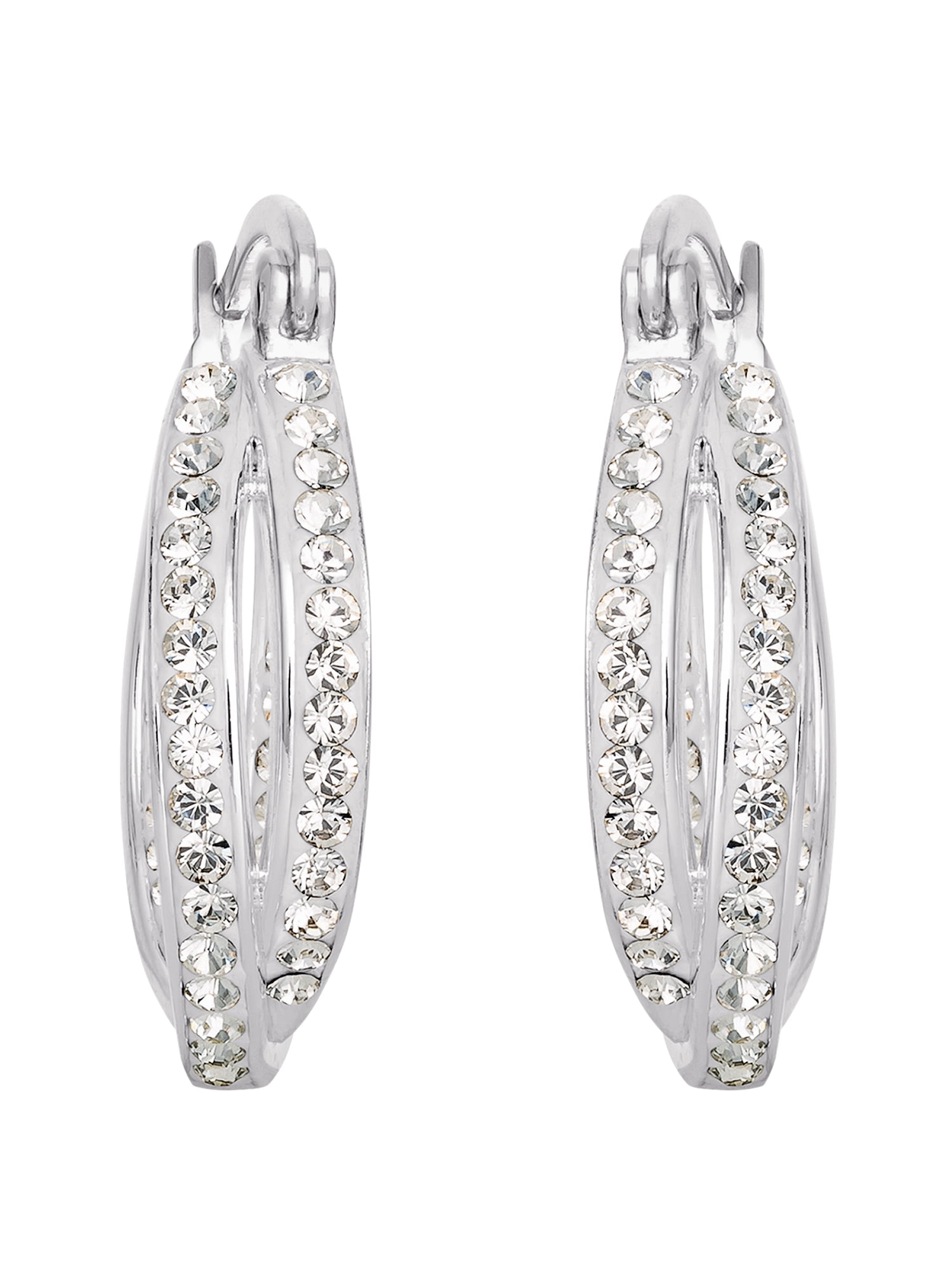 Brilliance Fine Women's Sterling Silver Clear Crystal Twist Hoops