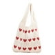 thumbnail image 3 of Bolso de mano de punto para mujer, lavable, con estampado de corazones, para compras beige, 3 of 9