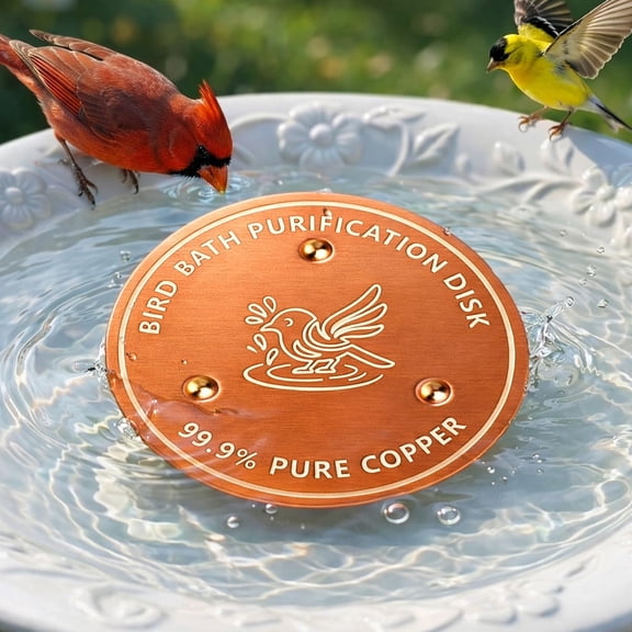 Bird Bath Copper Disk – 0.6mm Thick 99.9% Pure Copper Cleaning Disk, All-Season Use For Outdoor Bird Baths, Bowls, Solar Bird Baths & Fountains