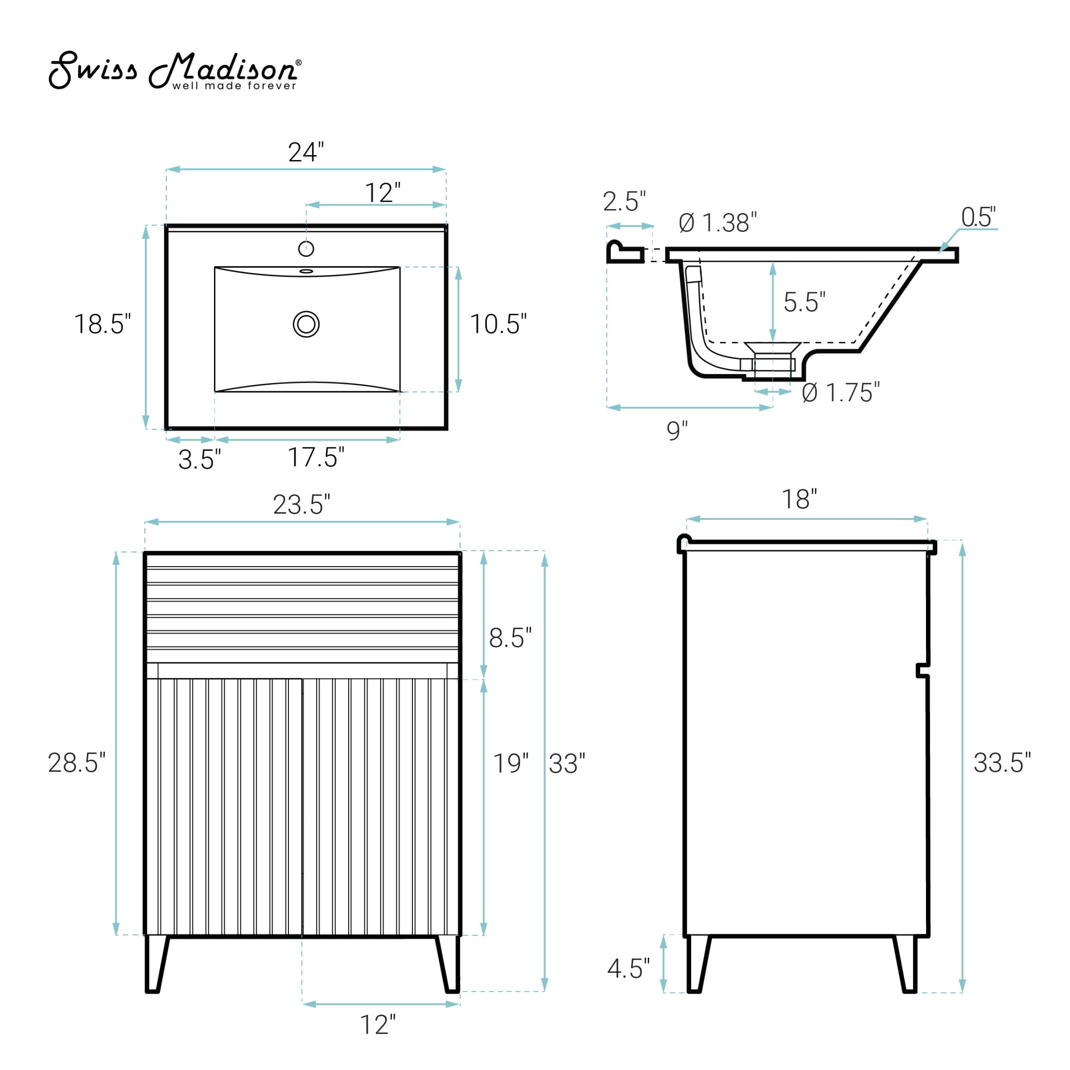 Bernay 24" Bathroom Vanity in Shell