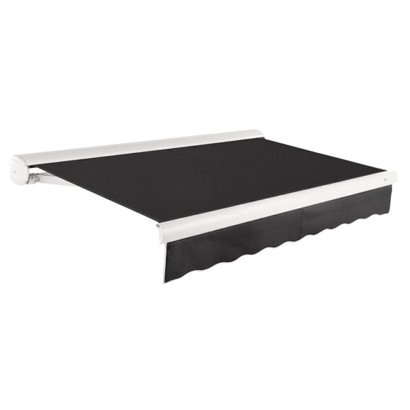 AWNTECH 12x10 Key West Manual Patio Retractable Awning Outdoor Canopy Sun Shade with Heavy-Duty Cassette, Black