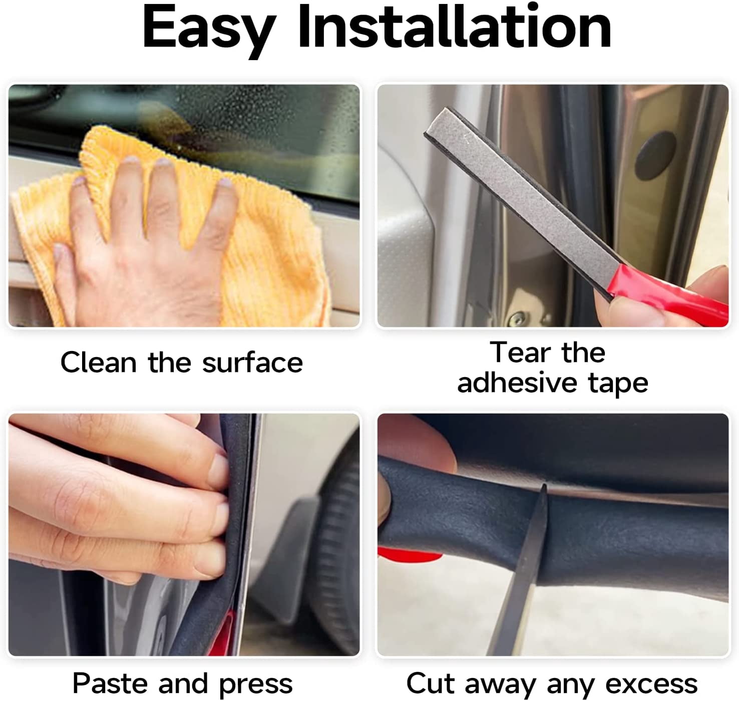 D-Shape Car Door Rubber Seal Strip,Black Automotive Weather Stripping with Self-Adhesive to Reduce Noise and Water-Leaking fit Most Car,Truck,SUV,RV,Boat and Home Application