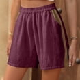 thumbnail image 2 of Gifts USSUMA Womens Colorblock Patchwork Wide Leg Five Inch Inseam Shorts High Waist Elastic Waist Pull On Breathable Cotton Blend Relaxed Fit Casual Summer Beachwear Travel, 2 of 7