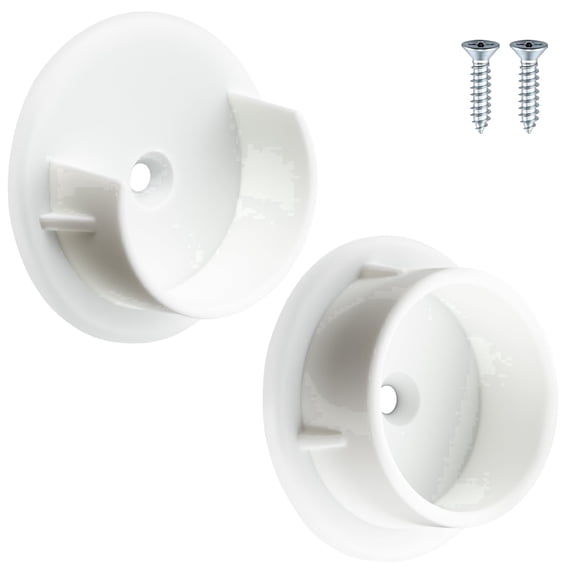 WellMade 1-3/8" White Closet Rod Holders 1 Set Heavy Duty Plastic Wall Mount Brackets for Wardrobe Closet & Small Space Laundry Organization