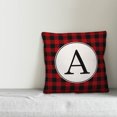 thumbnail image 3 of Creative Products Black & Red Buffalo Check Plaid Monogram 18x18 Spun Poly Pillow, 3 of 3
