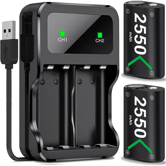 BEBONCOOL 2x2550 mAh Rechargeable Battery Pack for Xbox Series X Controller with 3 Charging Modes,Xbox One Accessories
