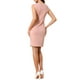 thumbnail image 3 of Vestido de mujer de ante sintético estilo CHIC con cuello barco sin mangas, vestido ajustado L rosa, 3 of 6