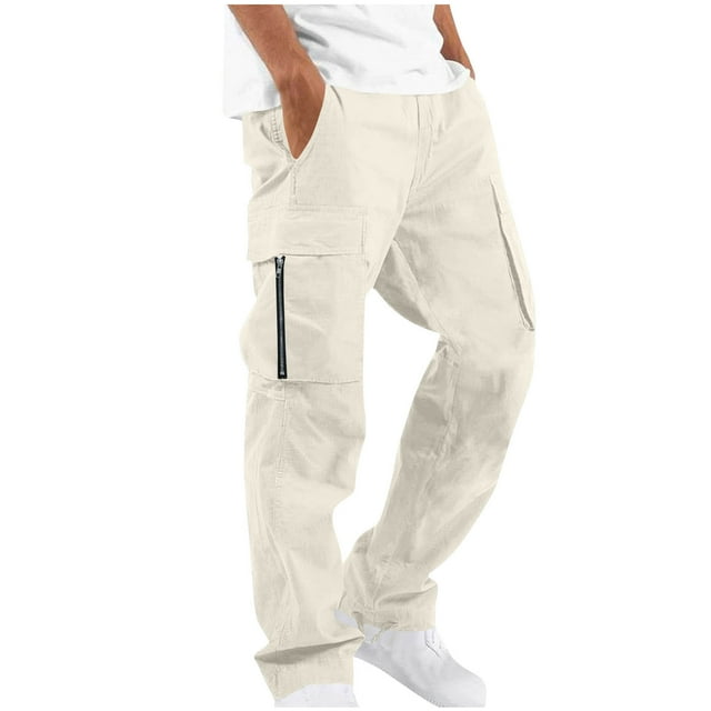 Men's Cargo Pants Straight Leg Solid Color with Multiple Pockets for Outdoor andness,Sweatpants for Men