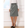 thumbnail image 4 of DARING DIVA Women A-Line High Waist PU Faux Leather Belted Midi Skirt XL Dark Grey, 4 of 6