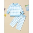thumbnail image 2 of Raccmtaty Toddler Girls Fall Outfits Striped Print Long Sleeve Sweatshirt and Elastic Pants Set Baby Cute 2 Piece Clothes, 2 of 9