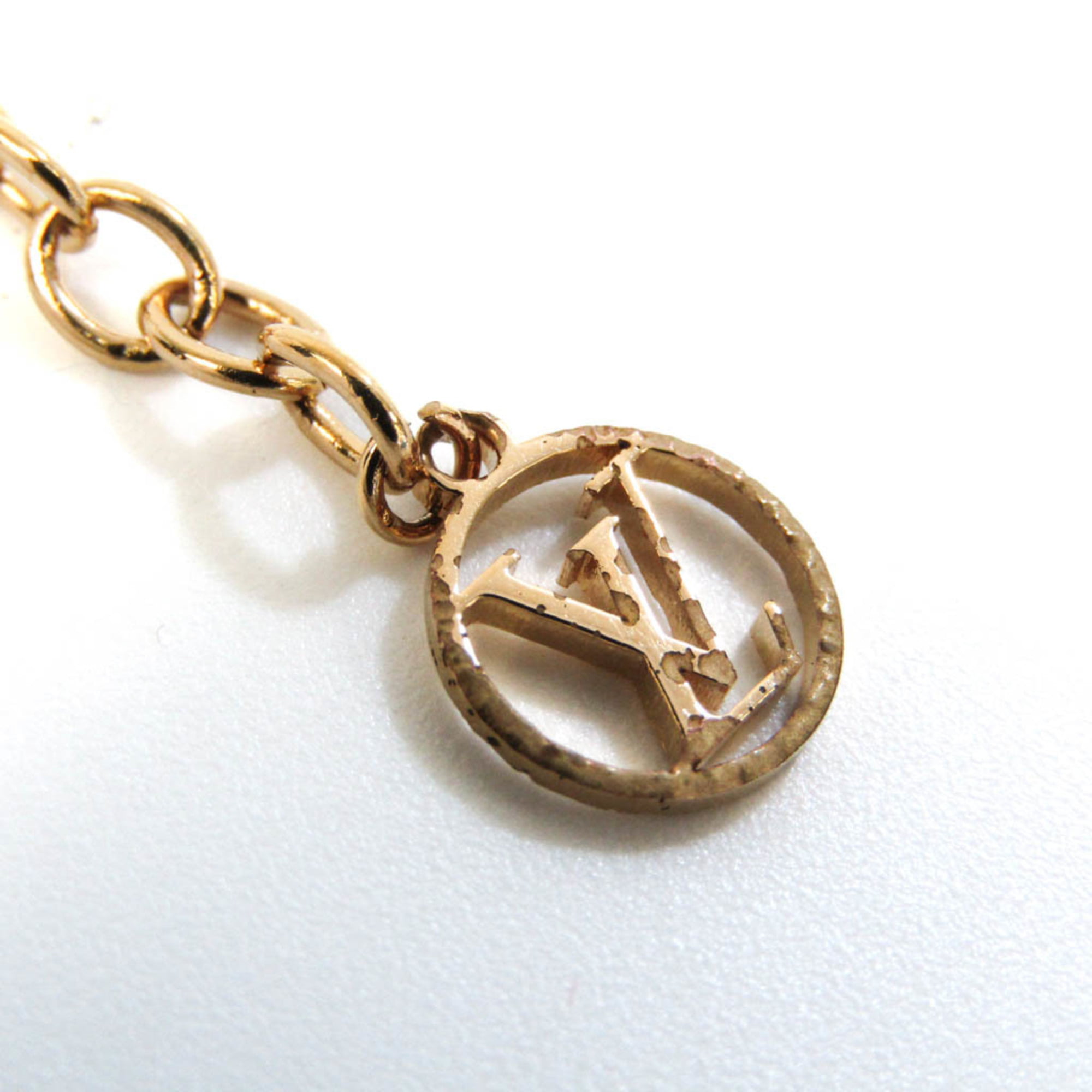 Louis Vuitton Nanogram Name Tag Pendant Necklace Metal Gold 21663344