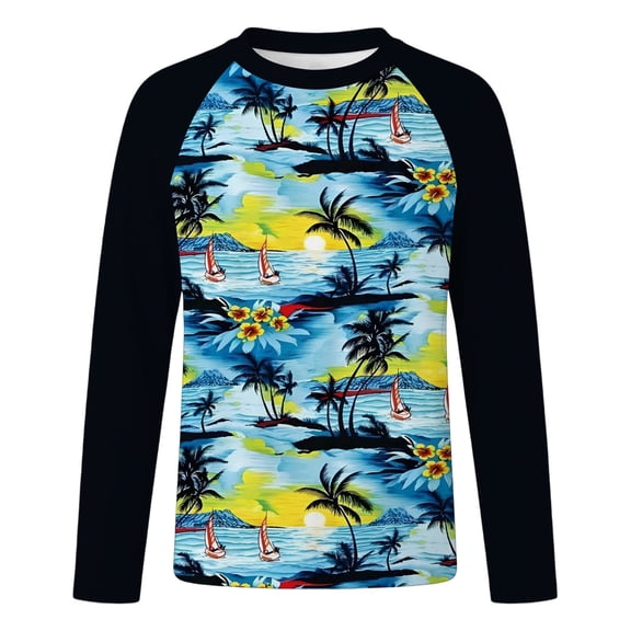 Tiijoy Long Sleeved Rash Guard for Boys Summer Beach UPF 50 Swim Shirt Top, Sizes 3-14