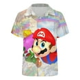 thumbnail image 4 of Mario Luigi Kid's Short Sleeved Shirt Summer Daily Casual Button-Down Shirts Tee Top Teen Beach Clothing With Pocket, 4 of 7