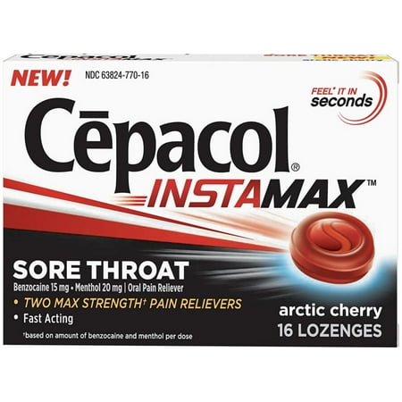 2 Pack - Cepacol Instamax Sore Throat Lozenges, Arctic Cherry 16