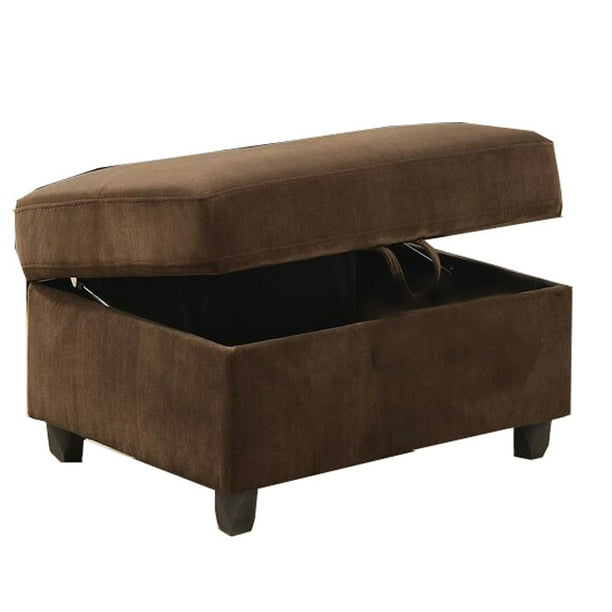 Fabric Upholstered Rectangular Ottoman with Hidden Storage, Brown
