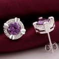 thumbnail image 2 of QQTDFG Sterling Silver Plated Earrings Stud AAA Zirconia Push Back .44" L360-Purple, 2 of 7