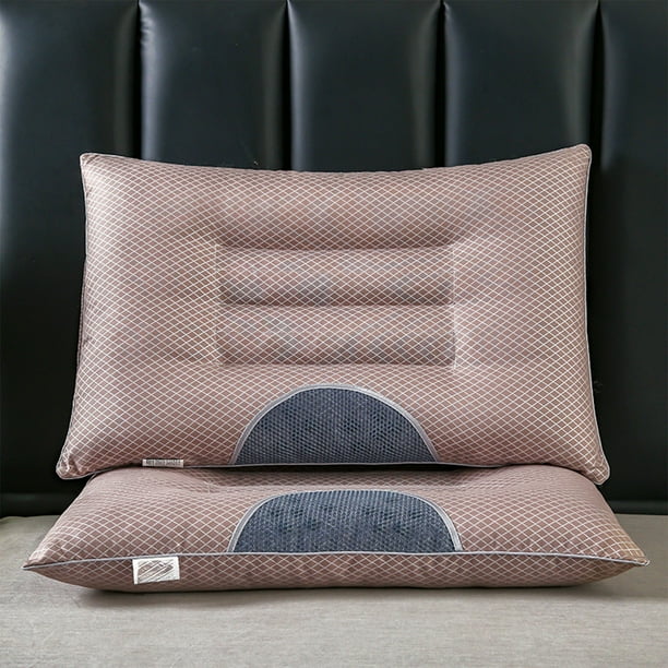 Almohadas de poliéster, esenciales para dormitorios, juego de almohadas Cassia Seedes con núcleo para proteger la columna cervical y ayudar a dormir, sin hundimientos ni deformaciones, almohadas duras